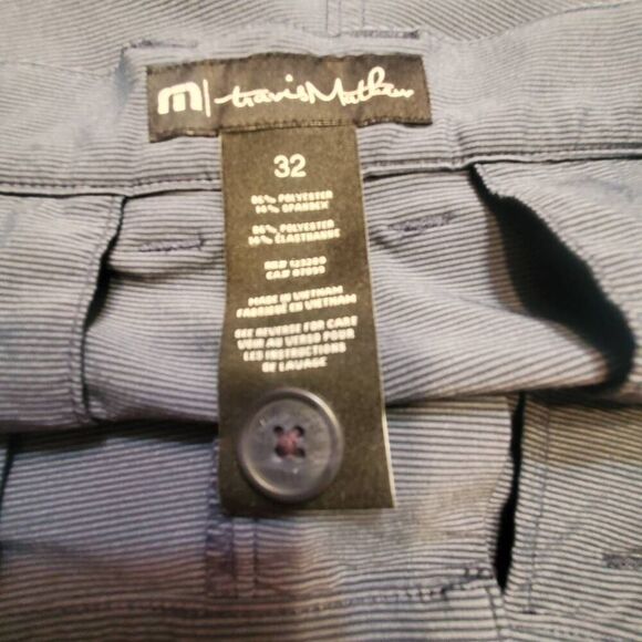 Travis Mathews Blue And Gray Pinstripe Flat Front Shorts.  Size 32 - Picture 8 of 8
